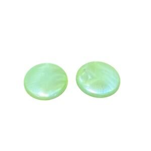 Vintage Pair Faux‎ Jade Jadeite Round Clip On Earrings Costume Jewelry